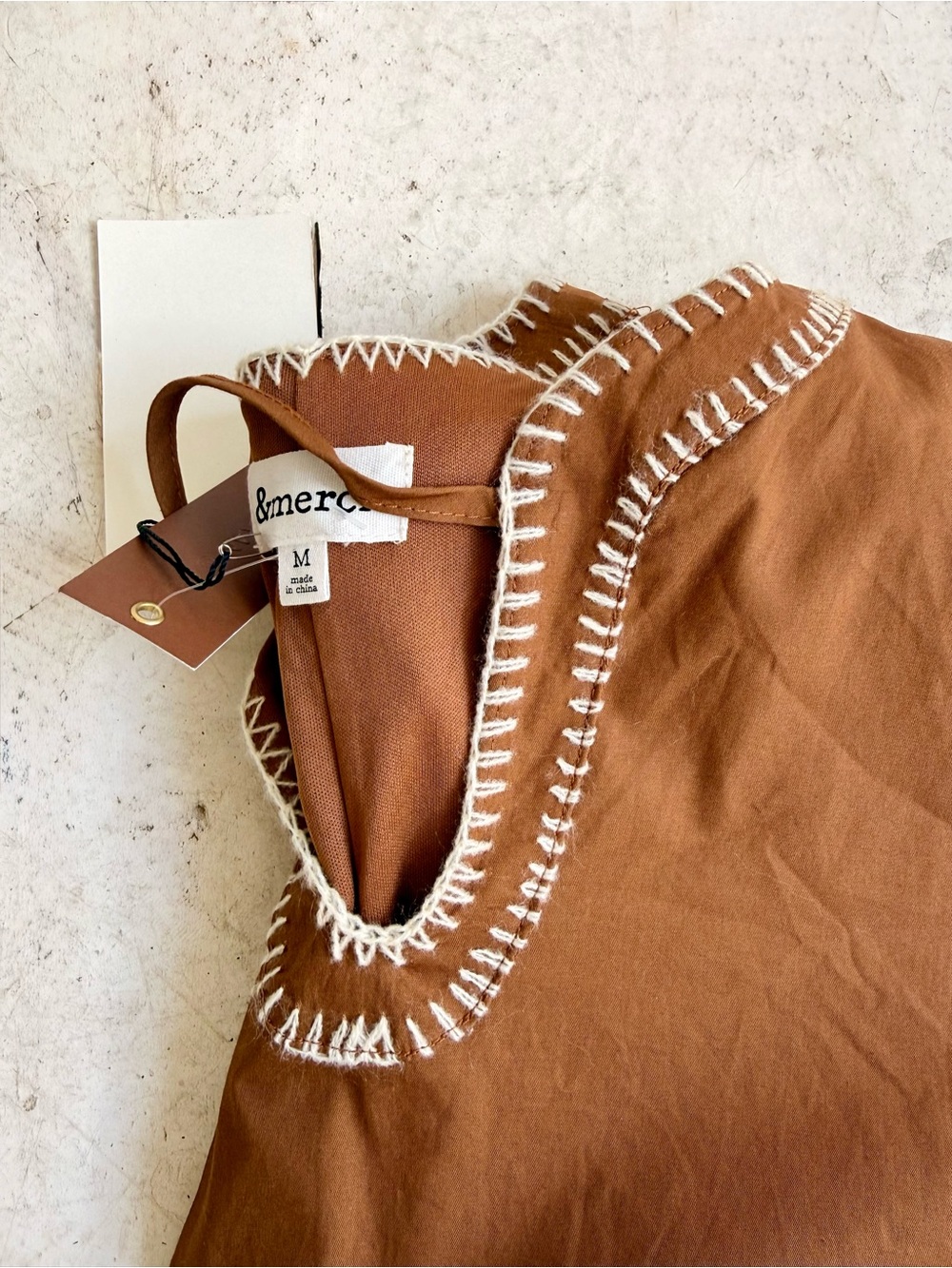 Brown Tiered Long-Sleeve mini tunic' Dress with Tassel Tie - Picture 3 of 5